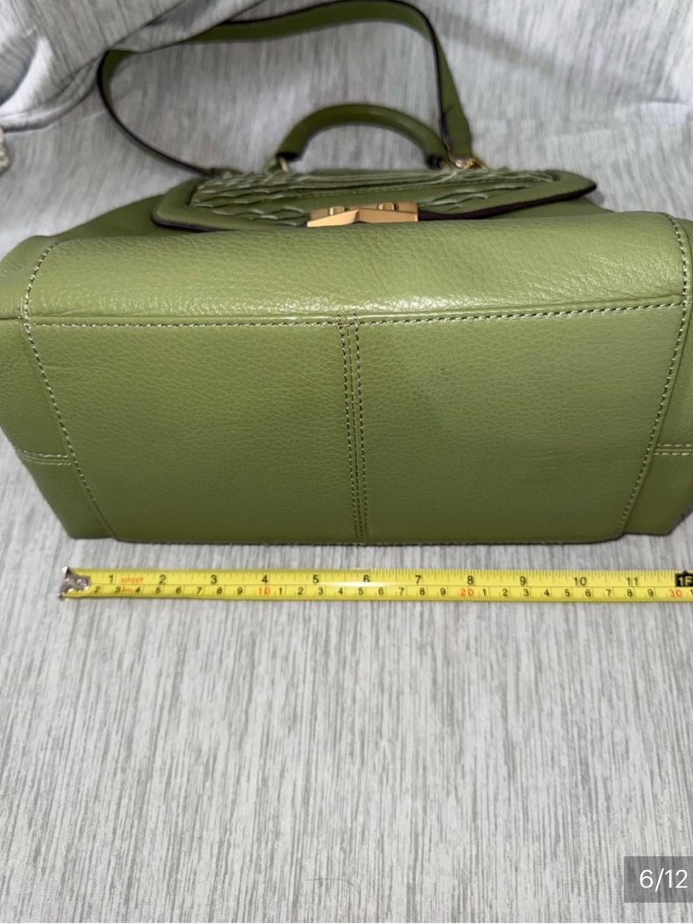 Aimee Kestenberg Olive Green Quilted Leather Satchel with Gold Hardware - Picture 5 of 11